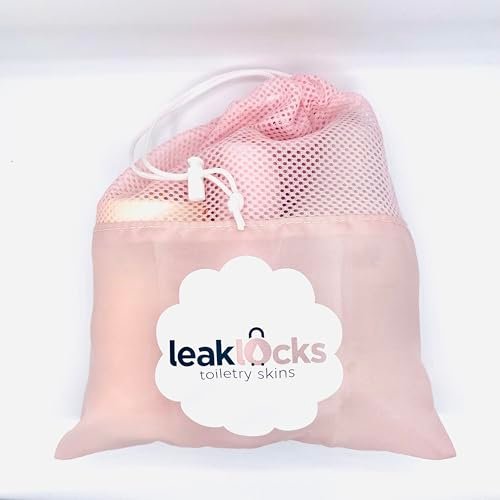 LeakLocks Toiletry Skins 4-Pack with Travel Bag – Elastic Leak-Proof Sleeves for Travel Bottles, Fits Standard & Travel-Sized Toiletries, Reusable Luggage Accessory Avelisse
