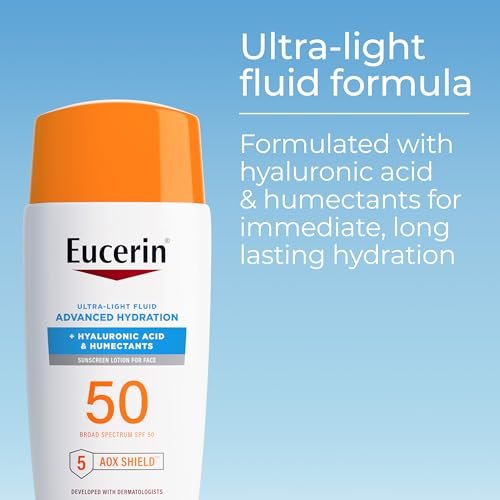 Eucerin Sun Advanced Hydration Ultra-Lightweight Face Sunscreen SPF 50 with Hyaluronic Acid & Humectants, Hydrating Sunscreen for Face, Non Comedogenic and Hypoallergenic, 1.7 Fl Oz Bottle - görsel 4