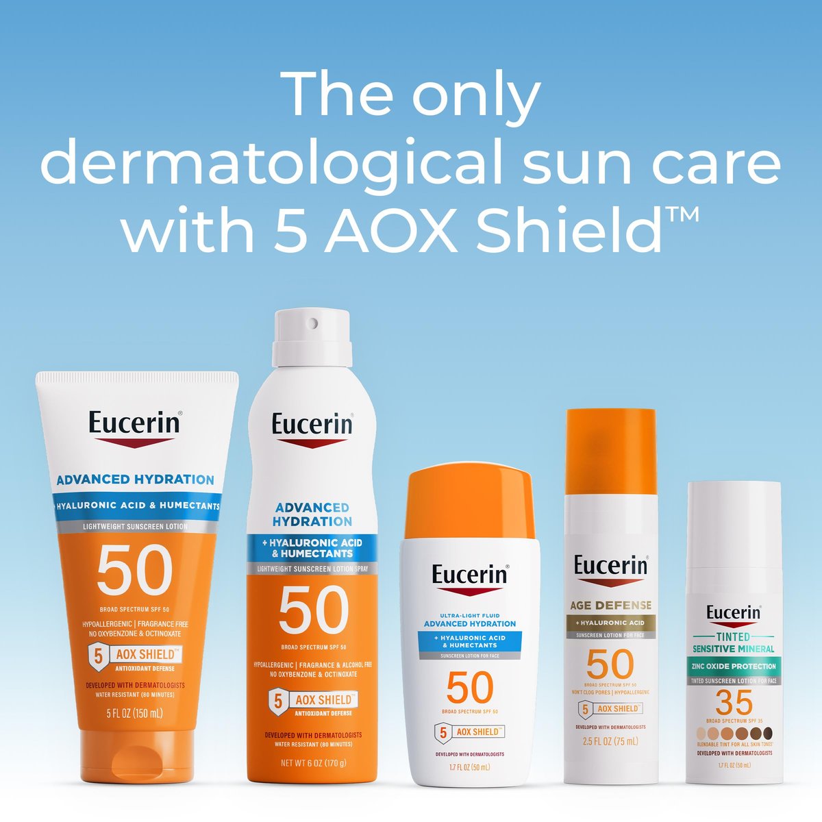 Eucerin Sun Advanced Hydration Ultra-Lightweight Face Sunscreen SPF 50 with Hyaluronic Acid & Humectants, Hydrating Sunscreen for Face, Non Comedogenic and Hypoallergenic, 1.7 Fl Oz Bottle - görsel 13
