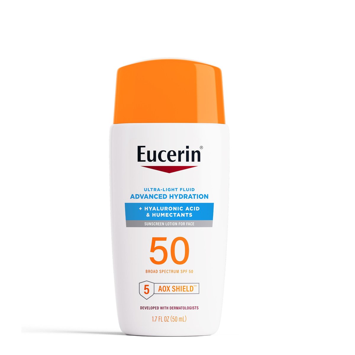 Eucerin Sun Advanced Hydration Ultra-Lightweight Face Sunscreen SPF 50 with Hyaluronic Acid & Humectants, Hydrating Sunscreen for Face, Non Comedogenic and Hypoallergenic, 1.7 Fl Oz Bottle - görsel 1