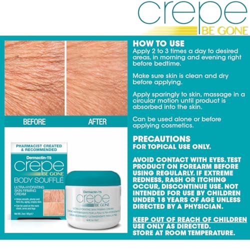 Dermactin Crepe Be Gone Body Souffle - Ultra Hydrating Crepe Skin Firming Cream for Neck, Chest, Arms & Legs - Classic 3 oz - görsel 12