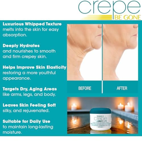 Dermactin Crepe Be Gone Body Souffle - Ultra Hydrating Crepe Skin Firming Cream for Neck, Chest, Arms & Legs - Classic 3 oz - görsel 10