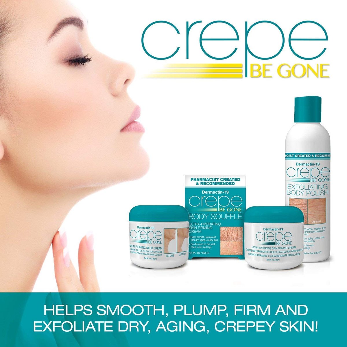 Dermactin Crepe Be Gone Body Souffle - Ultra Hydrating Crepe Skin Firming Cream for Neck, Chest, Arms & Legs - Classic 3 oz - görsel 17