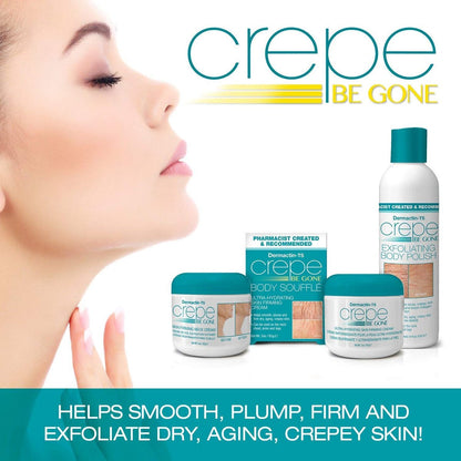 Dermactin Crepe Be Gone Body Souffle - Ultra Hydrating Crepe Skin Firming Cream for Neck, Chest, Arms & Legs - Classic 3 oz