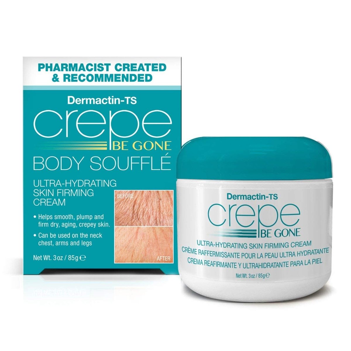 Dermactin Crepe Be Gone Body Souffle - Ultra Hydrating Crepe Skin Firming Cream for Neck, Chest, Arms & Legs - Classic 3 oz - görsel 1