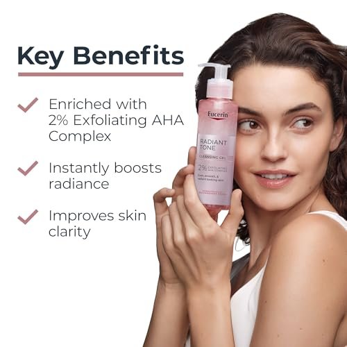 Eucerin Radiant Tone Face Cleanser Gel with 2% Exfoliating AHA Complex – Gentle Daily Face Wash, 6.8 Fl Oz Avelisse