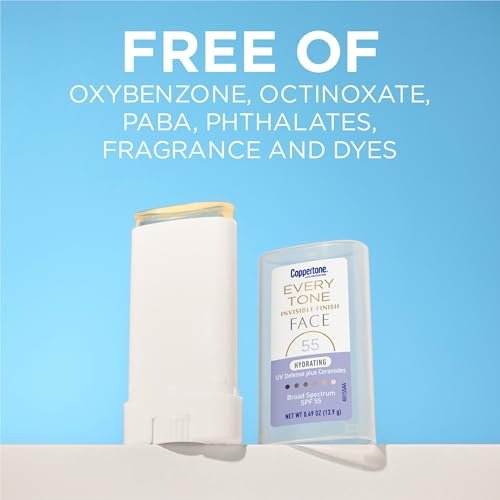 Coppertone Every Tone Invisible Finish Hydrating UV Defense Face Sunscreen Stick SPF 55 with Ceramides, Clear for All Skin Tones, 0.49 oz - görsel 12