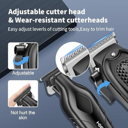 HIENA PRO Professional Hair Clipper Set for Men - Cordless Barber Clippers & Trimmer Kit, Electric Beard Trimmer & Nose Trimmer, Foil Shaver, Gifts for Men Avelisse