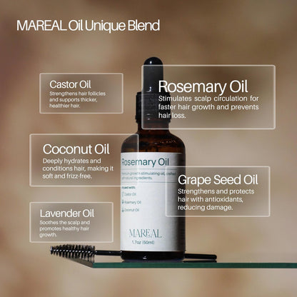MAREAL Pure Rosemary Oil for Hair Growth & Scalp Health | Infused with Castor & Coconut Oil | Hair Thickening & Regrowth Treatment for Women & Men | 100% Natural | Up to 3-Month Supply | 1.7 fl oz Avelisse