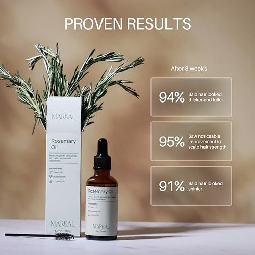 MAREAL Pure Rosemary Oil for Hair Growth & Scalp Health | Infused with Castor & Coconut Oil | Hair Thickening & Regrowth Treatment for Women & Men | 100% Natural | Up to 3-Month Supply | 1.7 fl oz Avelisse