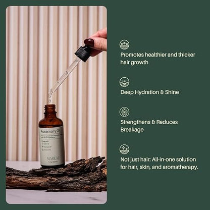 MAREAL Pure Rosemary Oil for Hair Growth & Scalp Health | Infused with Castor & Coconut Oil | Hair Thickening & Regrowth Treatment for Women & Men | 100% Natural | Up to 3-Month Supply | 1.7 fl oz Avelisse