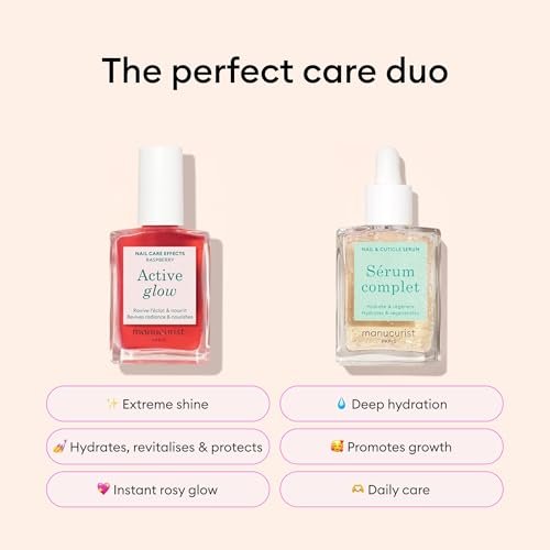 Manucurist Active Discovery Kit - Vegan Nail Care Set Made in France - Manicure Set with File, Buffer, Cuticle Remover, Serum & Active Glow - Gift for Women Avelisse