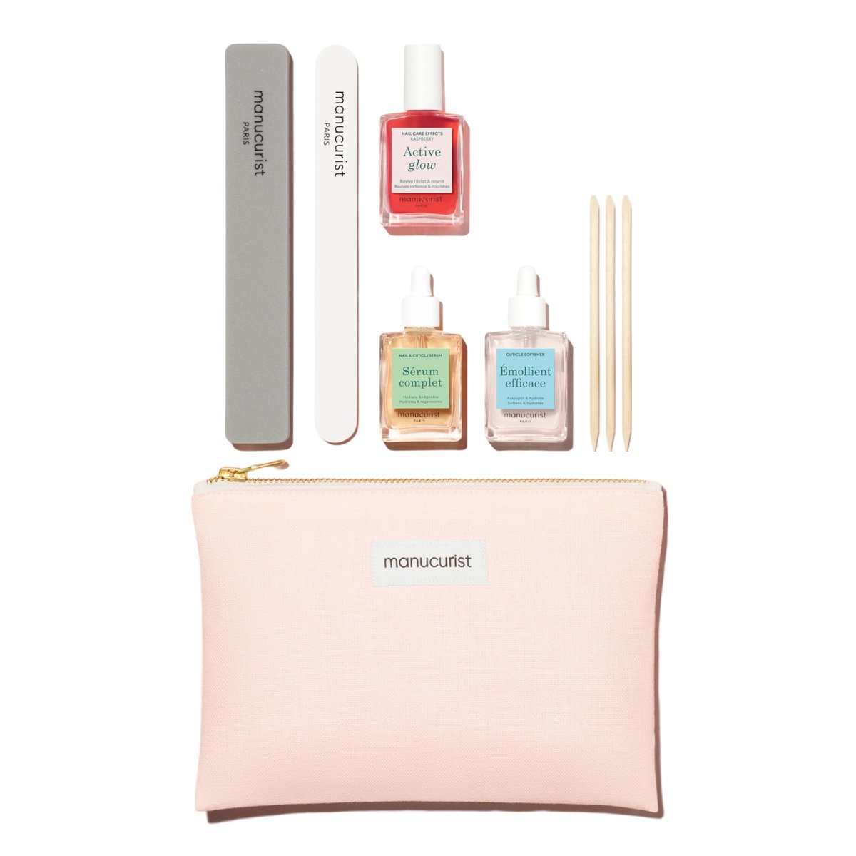 Manucurist Active Discovery Kit - Vegan Nail Care Set Made in France - Manicure Set with File, Buffer, Cuticle Remover, Serum & Active Glow - Gift for Women Avelisse
