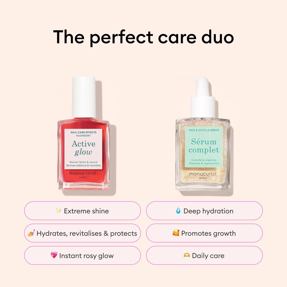 Manucurist Active Discovery Kit - Vegan Nail Care Set Made in France - Manicure Set with File, Buffer, Cuticle Remover, Serum & Active Glow - Gift for Women Avelisse