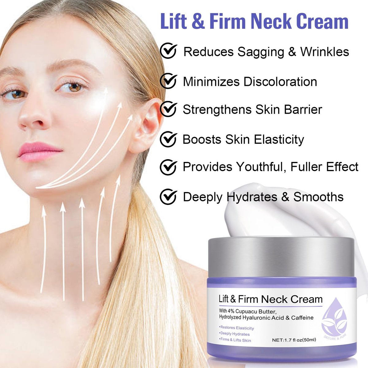 Neck Firming Cream – Moisturizing Neck Cream for Tightening & Fine Lines, Smoothing & Hydrating, 1.7 Fl Oz - görsel 9