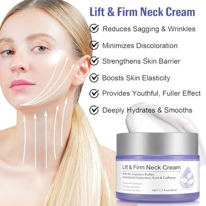 Neck Firming Cream – Moisturizing Neck Cream for Tightening & Fine Lines, Smoothing & Hydrating, 1.7 Fl Oz