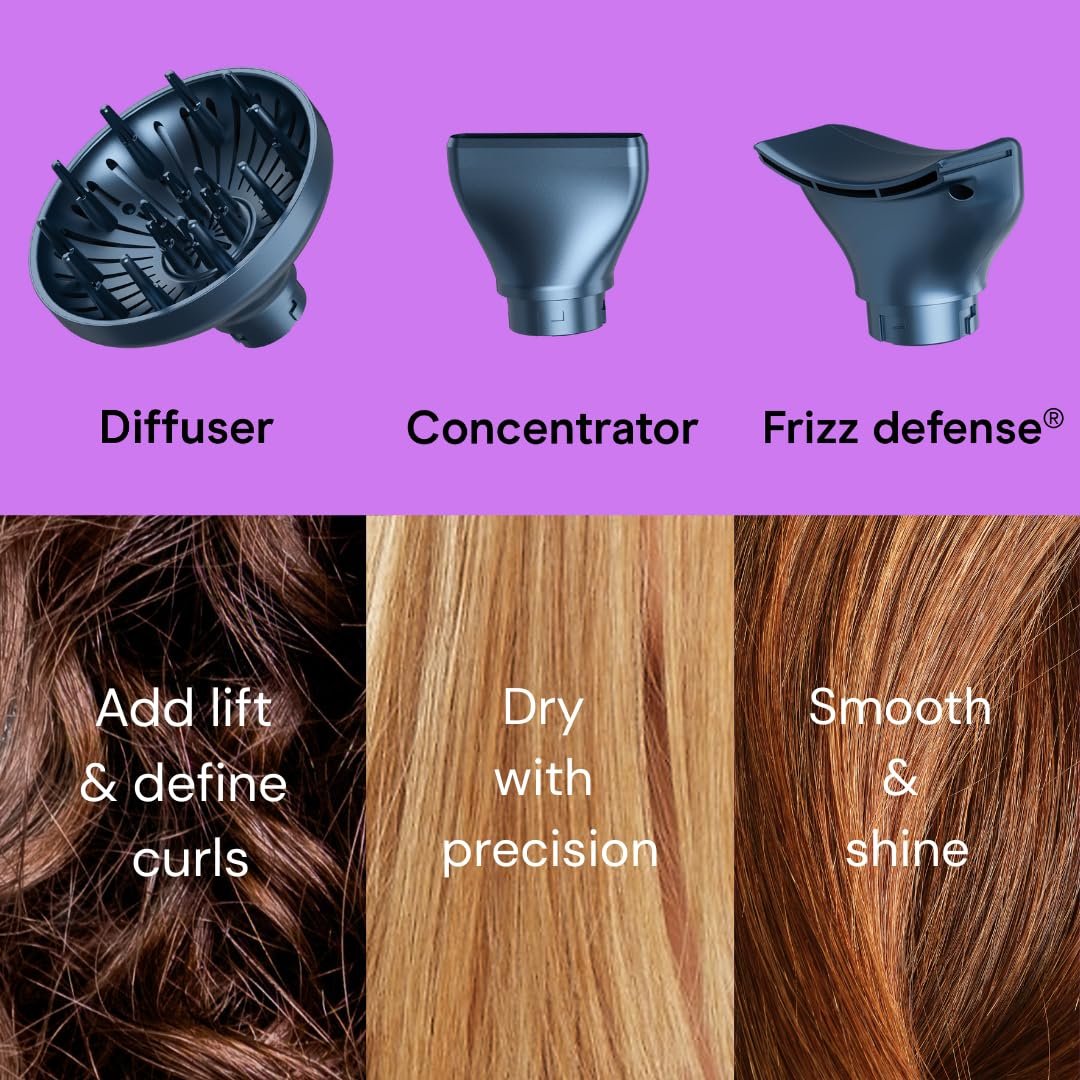 Infiniti PRO by CONAIR DigitalAIRE 2.0 Hair Dryer - 1875W Ionic Blow Dryer with Diffuser, Blue Avelisse