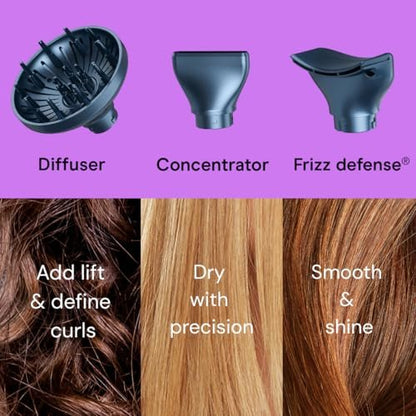 Infiniti PRO by CONAIR DigitalAIRE 2.0 Hair Dryer - 1875W Ionic Blow Dryer with Diffuser, Blue Avelisse