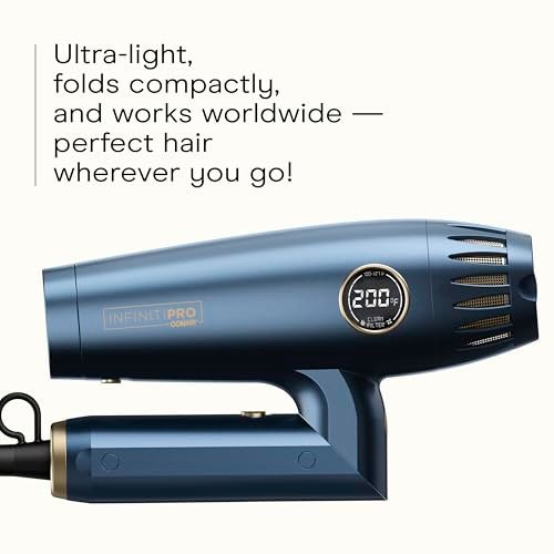 Infiniti PRO by CONAIR DigitalAIRE 2.0 Hair Dryer - 1875W Ionic Blow Dryer with Diffuser, Blue Avelisse