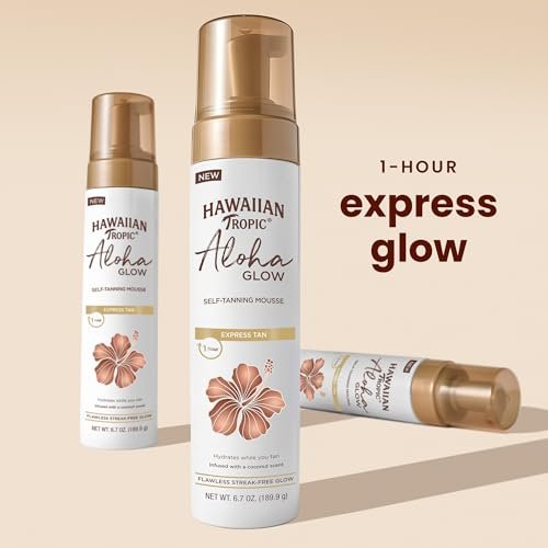 Hawaiian Tropic Aloha Glow Express Self Tanning Mousse, 6.7 oz - Natural-Looking Sunless Tan in 1 Hour Avelisse