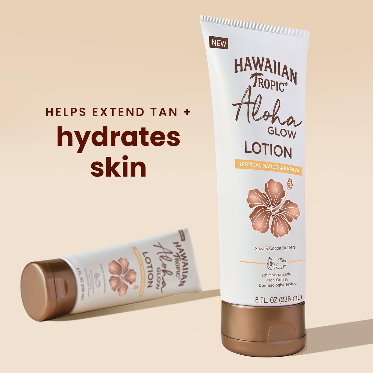 Hawaiian Tropic Aloha Glow Tan Extender Lotion - After Sun Moisturizer with Shea Butter & Cocoa Butter, 8 oz - görsel 4