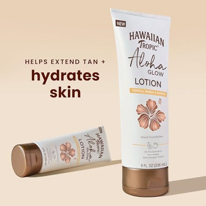 Hawaiian Tropic Aloha Glow Tan Extender Lotion - After Sun Moisturizer with Shea Butter & Cocoa Butter, 8 oz
