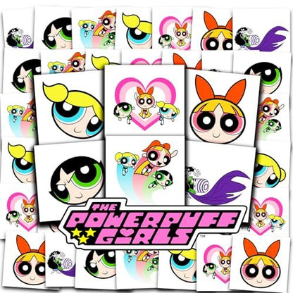 Powerpuff Girls Temporary Tattoos Party Favors Bundle – 72 Perforated 2x2 Inch Tattoos for Kids, Boys, Girls | Powerpuff Girls Party Supplies
