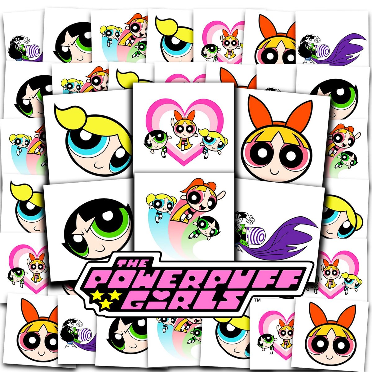 Powerpuff Girls Temporary Tattoos Party Favors Bundle – 72 Perforated 2x2 Inch Tattoos for Kids, Boys, Girls | Powerpuff Girls Party Supplies - görsel 2