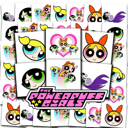 Powerpuff Girls Temporary Tattoos Party Favors Bundle – 72 Perforated 2x2 Inch Tattoos for Kids, Boys, Girls | Powerpuff Girls Party Supplies