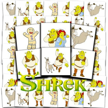 DreamWorks Shrek Temporary Tattoos Party Favors Bundle – 72 Perforated Individual 2" x 2" Tattoos for Kids, Boys, Girls | Shrek Party Supplies