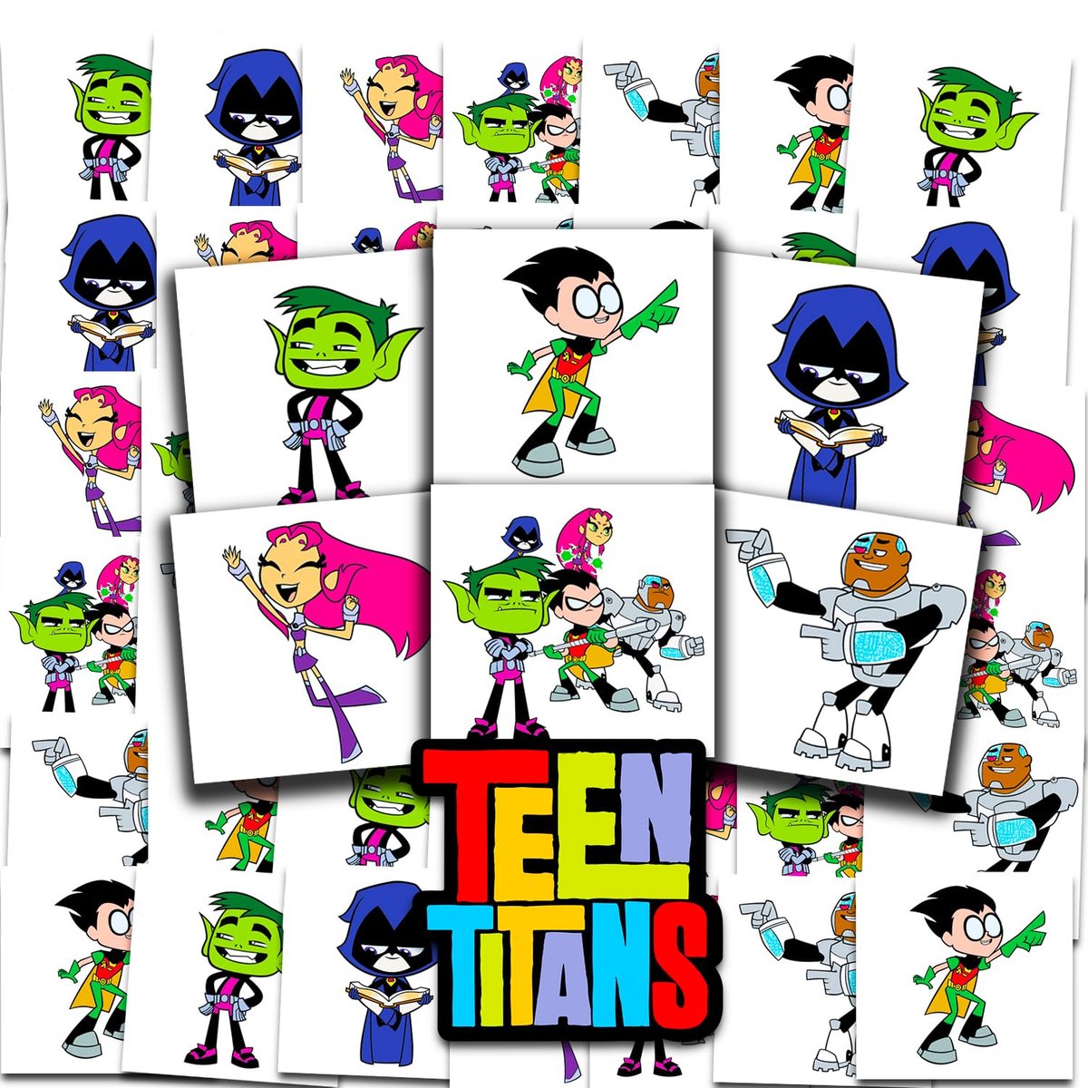 Teen Titans Temporary Tattoos Party Favors Bundle - 72 Perforated Individual 2" x 2" Tattoos for Kids, Boys & Girls - Official DC Comics Party Supplies - görsel 1