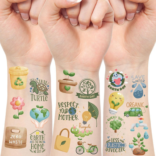 Fancy Land Save the Earth Tattoos 210 Pcs Earth Day Temporary Tattoos for Kids