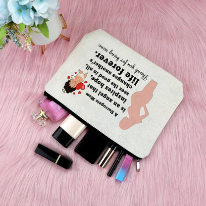 Surrogate Mom Gift - Surrogacy Appreciation Makeup Bag, Thank You Cosmetic Pouch for Pregnancy Gift, Birthday Christmas for Mother, Beige Canvas Travel Zipper Pouch