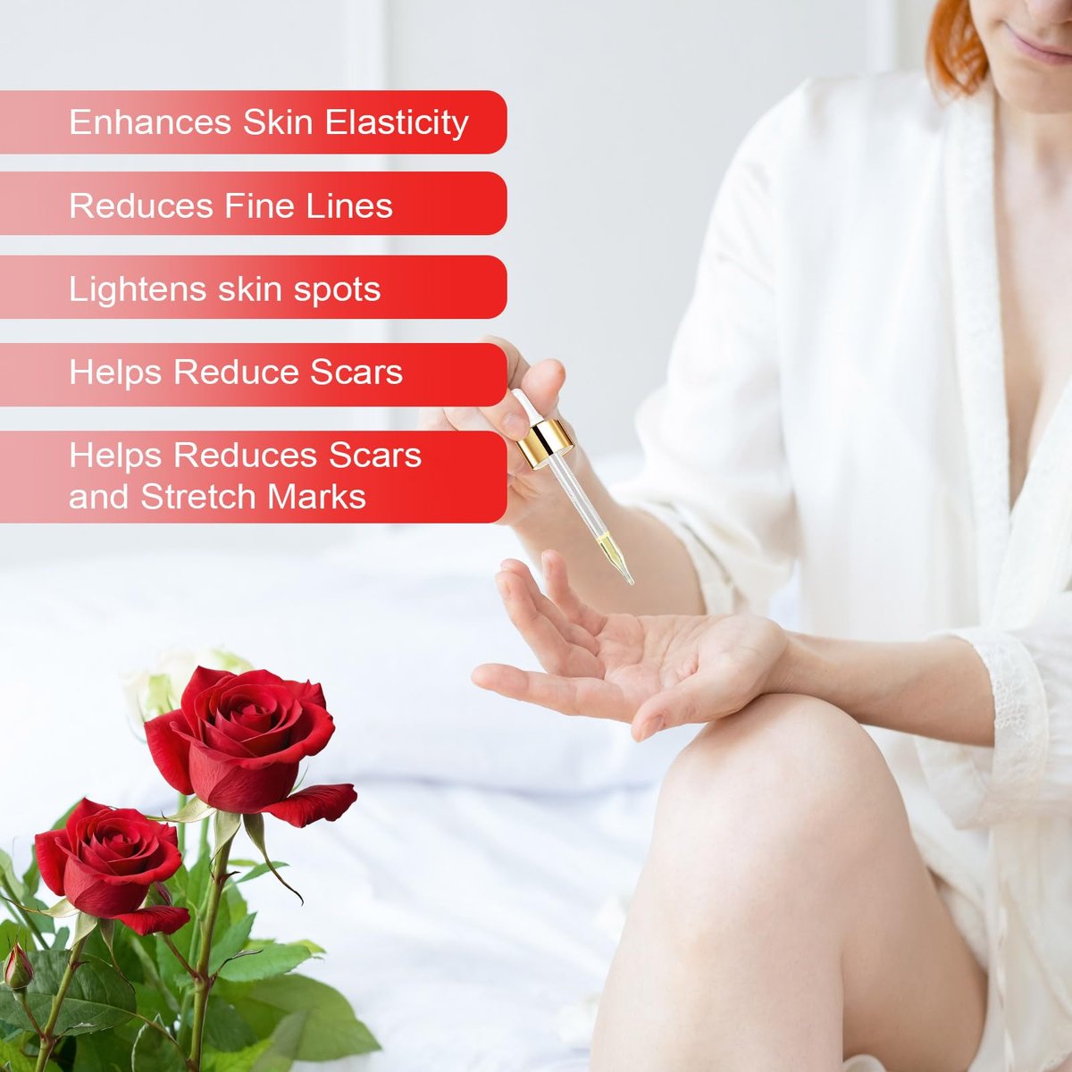 Rose Oil for Face, Premium Vitamin E Facial Oil - Deep Hydration for Face & Body, Nourishes Dry Skin, 2 Fl Oz - görsel 13