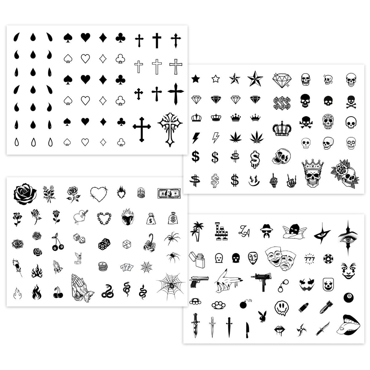 Los Vatos Finger and Face Temporary Tattoos – Chicano Cholo Chola Small Cross Teardrop Gangsta Tears Thug Prison Fake Tattoos for Men Women Halloween - görsel 5