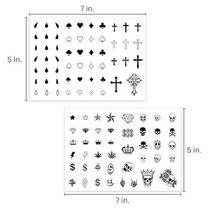 Los Vatos Finger and Face Temporary Tattoos – Chicano Cholo Chola Small Cross Teardrop Gangsta Tears Thug Prison Fake Tattoos for Men Women Halloween