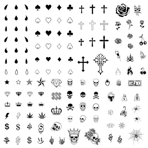 Los Vatos Finger and Face Temporary Tattoos – Chicano Cholo Chola Small Cross Teardrop Gangsta Tears Thug Prison Fake Tattoos for Men Women Halloween - görsel 2