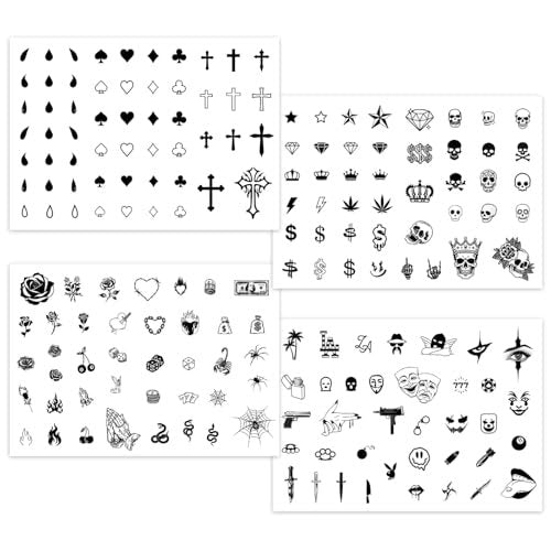 Los Vatos Finger and Face Temporary Tattoos – Chicano Cholo Chola Small Cross Teardrop Gangsta Tears Thug Prison Fake Tattoos for Men Women Halloween - görsel 6