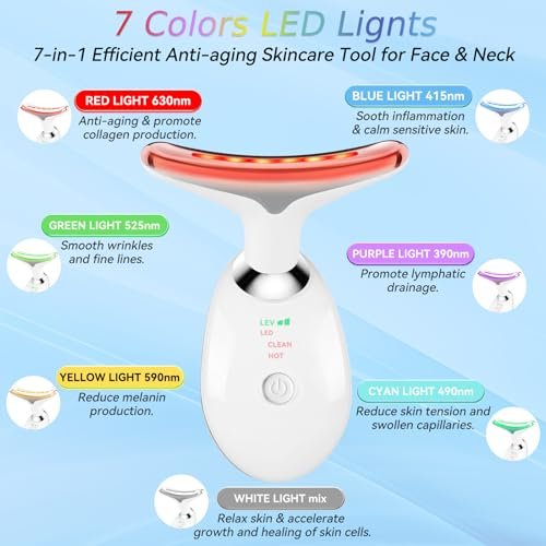 Candio Face and Neck Massager – 7 Color Facial Sculpting Tool for Skin Care, White - görsel 4