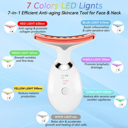 Candio Face and Neck Massager – 7 Color Facial Sculpting Tool for Skin Care, White
