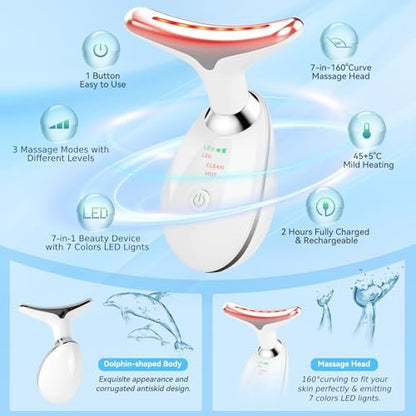 Candio Face and Neck Massager – 7 Color Facial Sculpting Tool for Skin Care, White