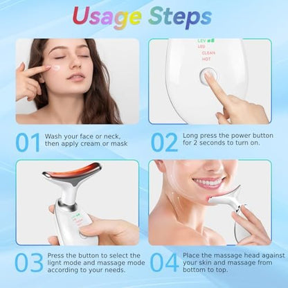 Candio Face and Neck Massager – 7 Color Facial Sculpting Tool for Skin Care, White