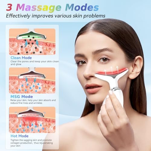 Candio Face and Neck Massager – 7 Color Facial Sculpting Tool for Skin Care, White - görsel 8