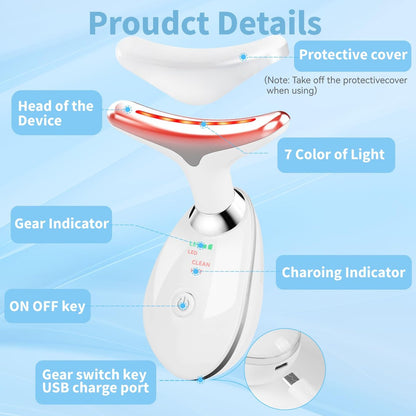 Candio Face and Neck Massager – 7 Color Facial Sculpting Tool for Skin Care, White