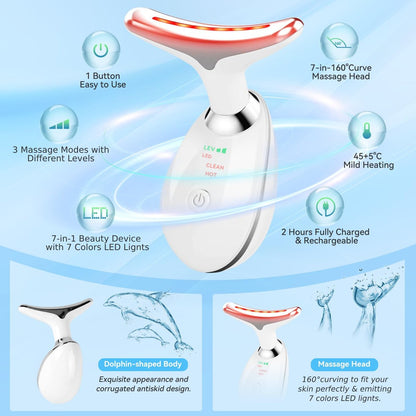 Candio Face and Neck Massager – 7 Color Facial Sculpting Tool for Skin Care, White