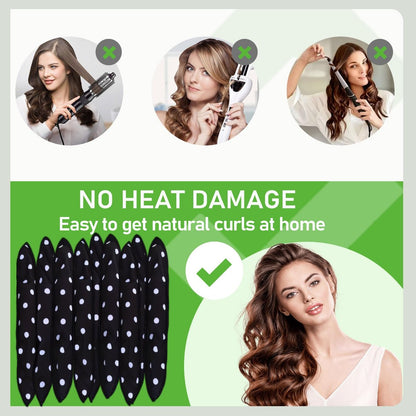 AHSNYLC Soft Hair Rollers to Sleep in – 9PCS Black Satin Sponge Curlers, Heatless Overnight Hair Curlers for Women Short Hair, Foam Rollers No Heat Curls