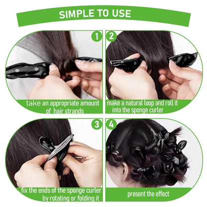 AHSNYLC Soft Hair Rollers to Sleep in – 9PCS Black Satin Sponge Curlers, Heatless Overnight Hair Curlers for Women Short Hair, Foam Rollers No Heat Curls