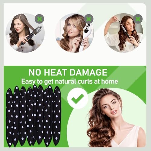AHSNYLC Soft Hair Rollers to Sleep in – 9PCS Black Satin Sponge Curlers, Heatless Overnight Hair Curlers for Women Short Hair, Foam Rollers No Heat Curls - görsel 6