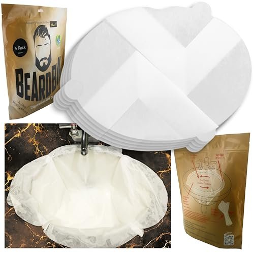 BeardBin Beard Hair Catcher for Sink – Wet-Strength Shaving Guard, Patented Contour-Molding Sustainable Disposable Trimming Barrier for Mess-Free Grooming, Water Saving & Easy Bathroom Sink Cleanup Avelisse