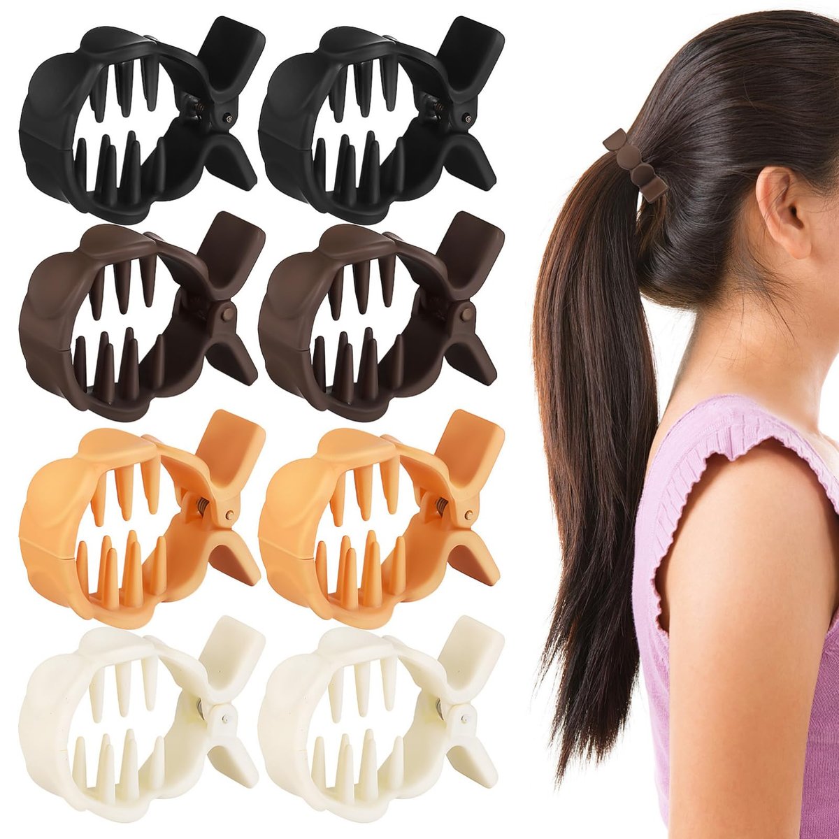 Beaupretty Small Hair Claw Clips for High Ponytail - Secure Hold Hair Grips, Lightweight Styling Clips for Thick Women, 8 Pack - görsel 1